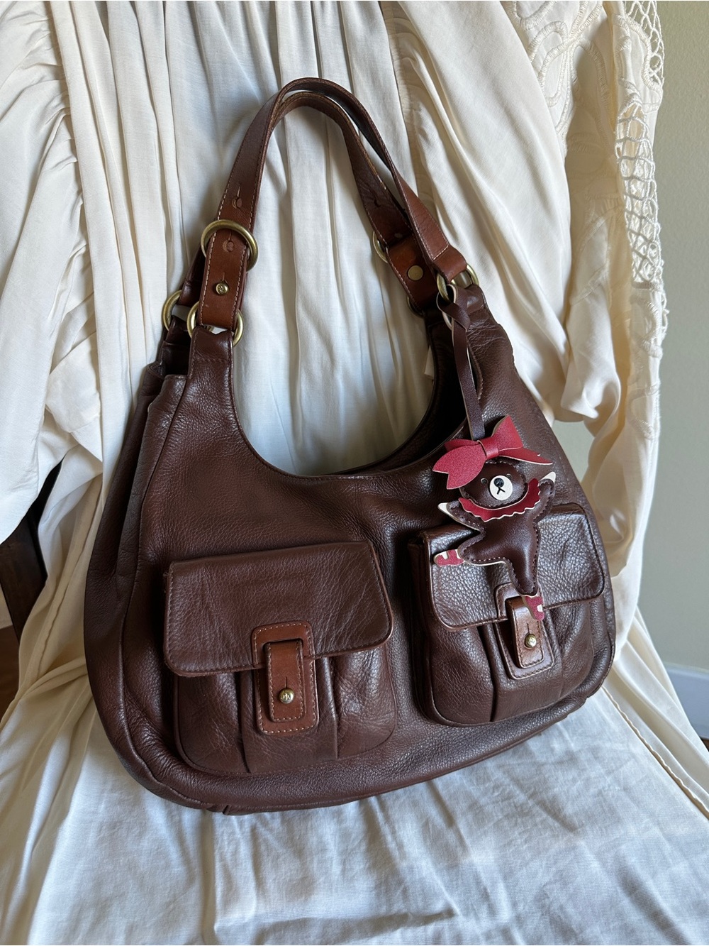 Vintage Lauren Ralph Lauren Dark Brown Leather Shoulder Bag